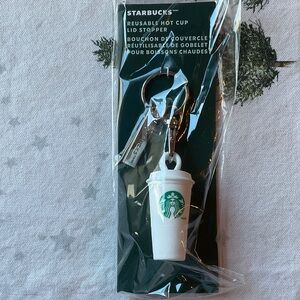 ☕️ STARBUCKS GIFT CARD & REUSABLE HOT CUP LID STOPPER  BAG CHARM KEYCHAIN ☕️